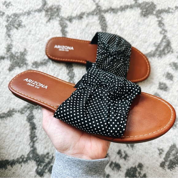 Arizona Jean Company Shoes - Arizona Jean Co. Brown/Black/White Polka Dot Slip On Sandals Like New Size 8